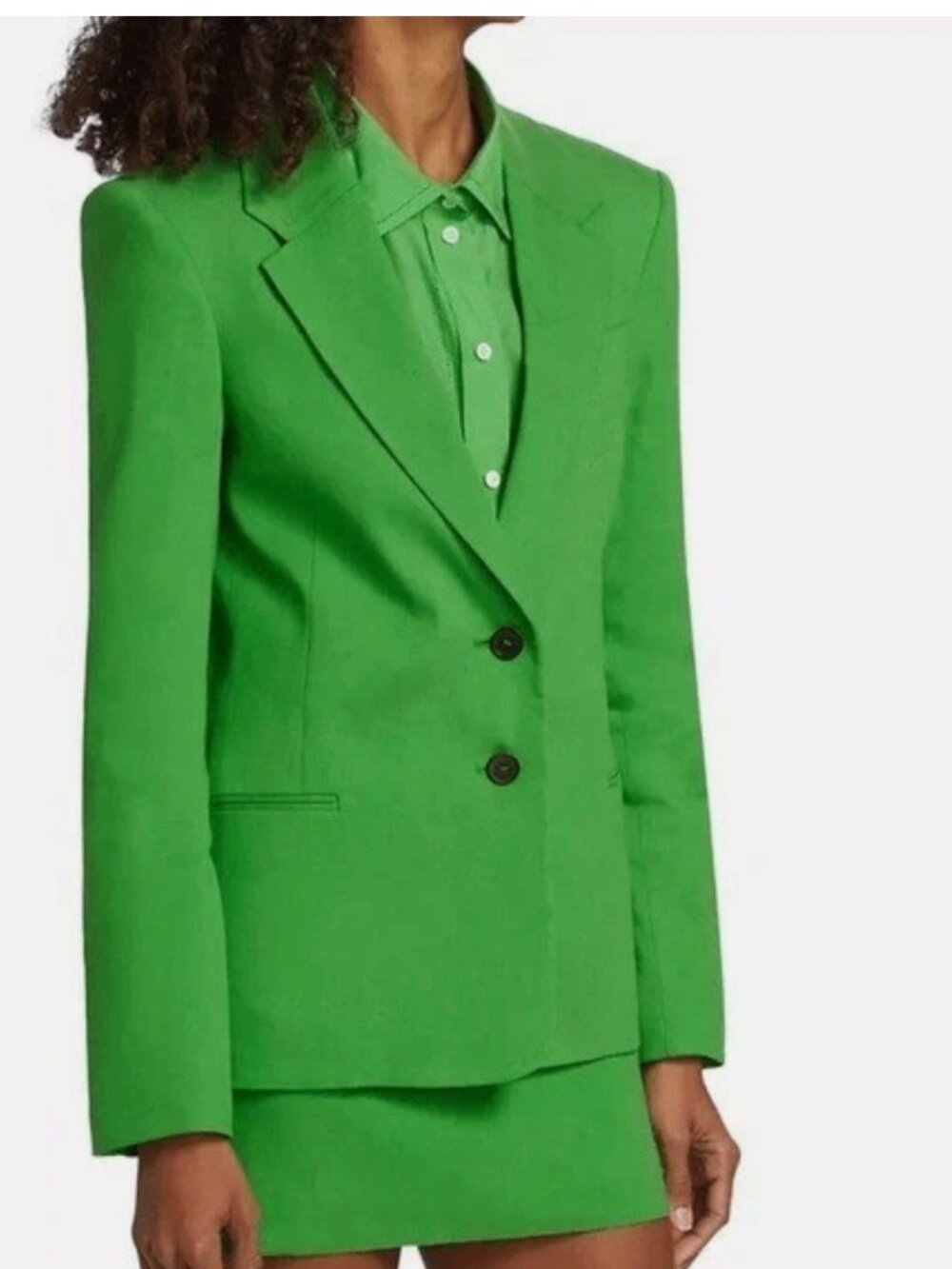 FRAME The Femme Oversized Linen Blazer - Peridot Green (Size 6) - Picture 4 of 12